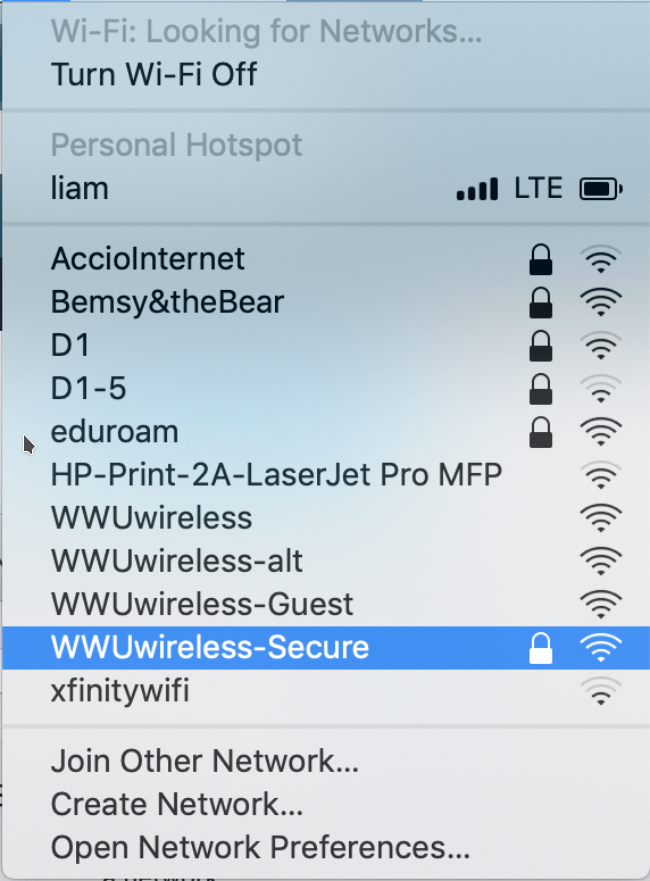 Discoverable wireless connection list on MacOS