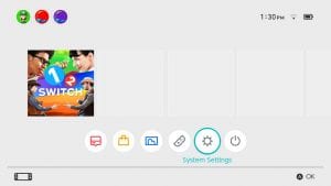 Nintendo switch system settings screenshot