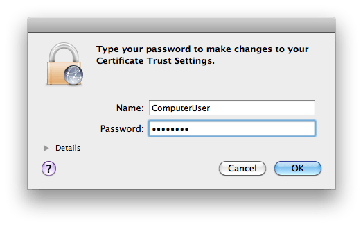 Mac pop-up screenshot of username and password fields.
