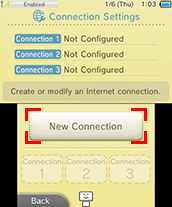 Within connection settings with new connection highlighted