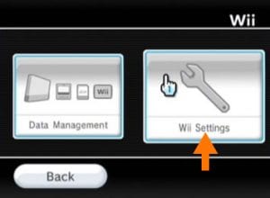 Selecting Wii settings