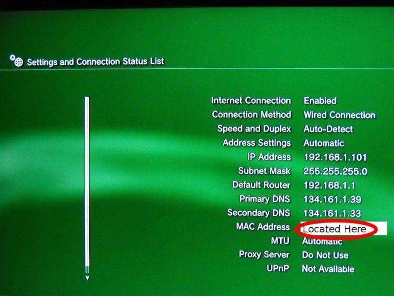 PlayStation 3 MAC Address