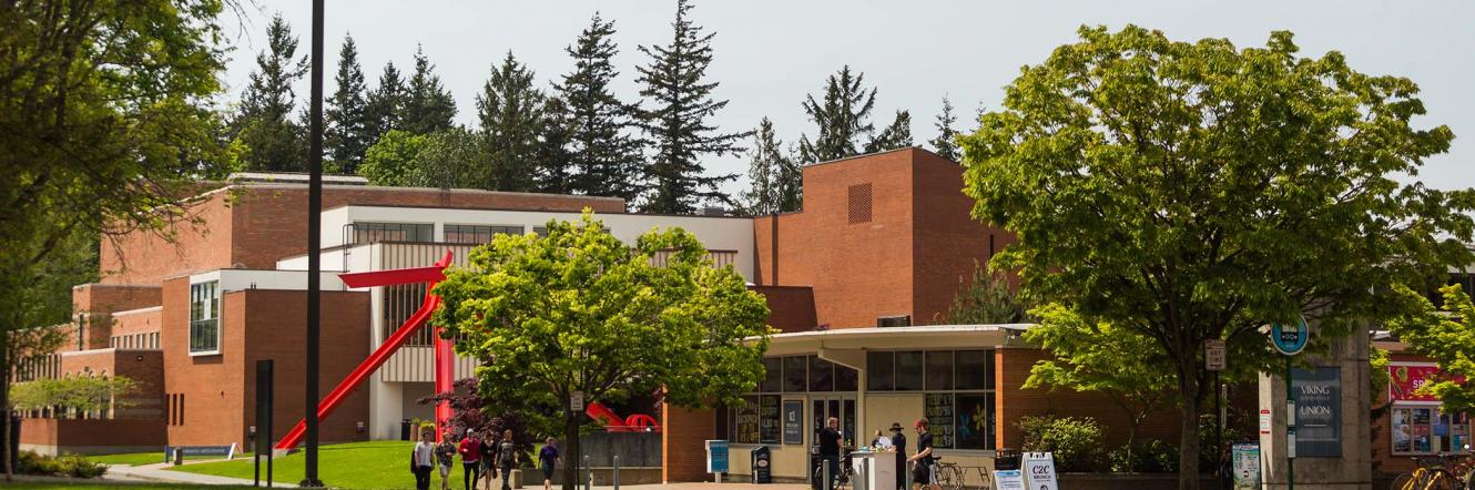 View of the WWU Bookstore and the Performing Arts Center