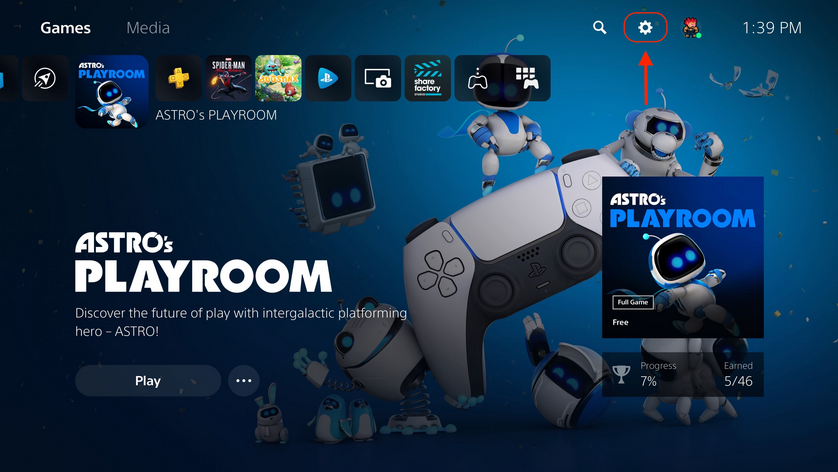PlayStation 5 home screen